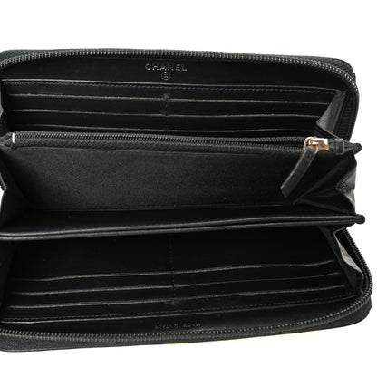 Chanel Lambskin Quilted Boy Long Zip Around Wallet Black 5 of 9