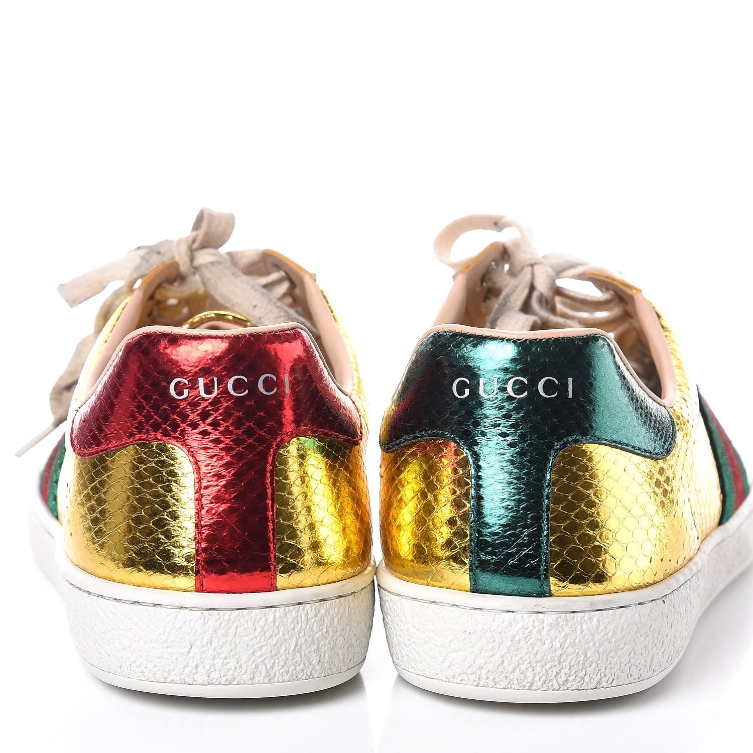 Gucci Metallic Ayers Web New Ace Sneakers 8 Gold Silver 12 of 15
