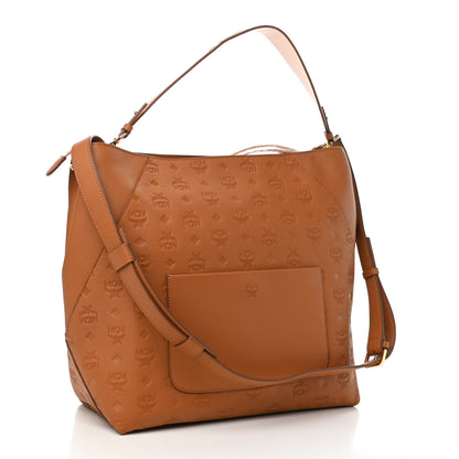 MCM Calfskin Ottomar Monogram Large Klara Hobo Cognac 3 of 9