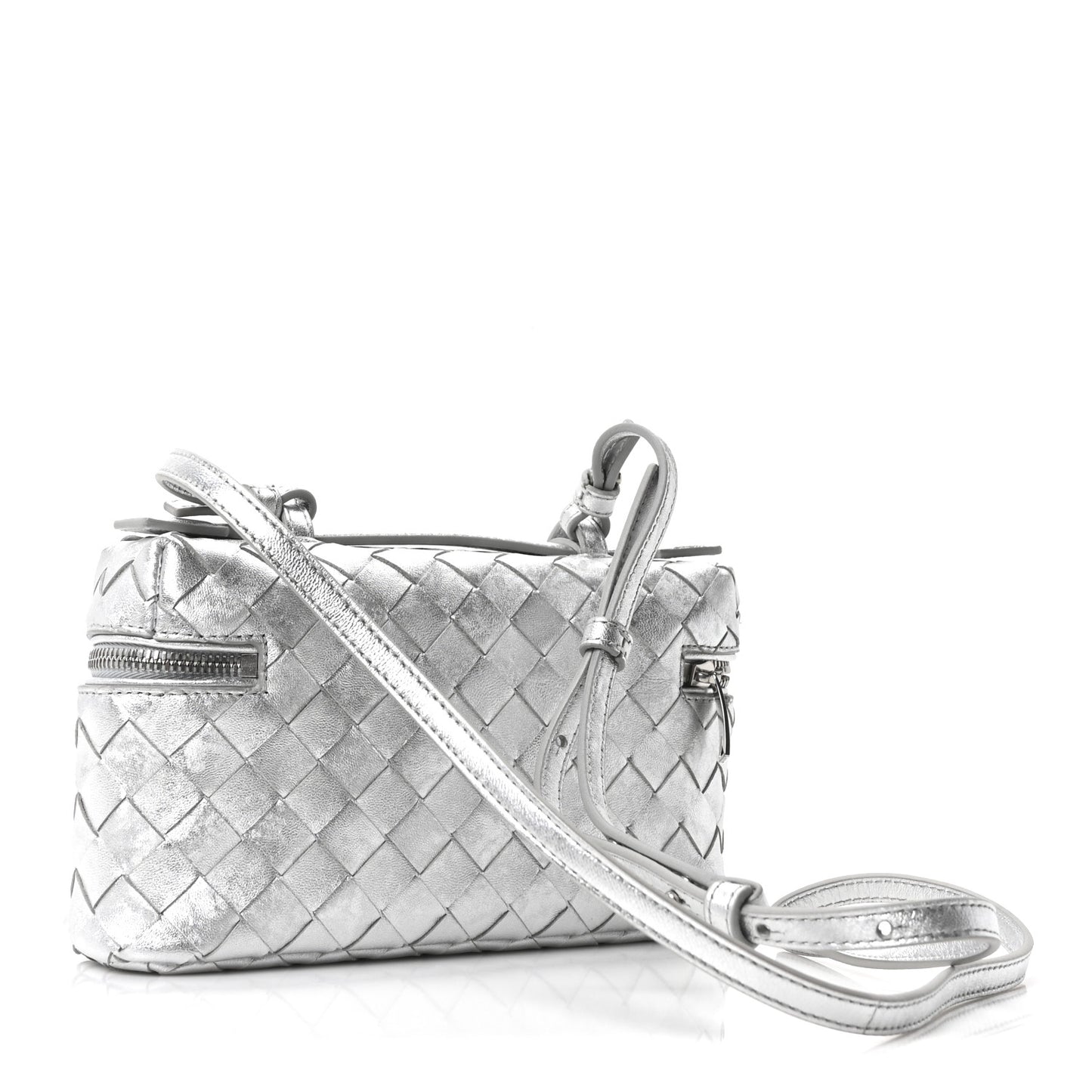 Laminated Nappa Intrecciato Bang Bang Vanity Case Silver