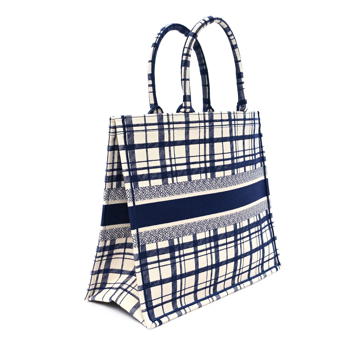 Canvas Embroidered Large Check'n'Dior Book Tote Blue