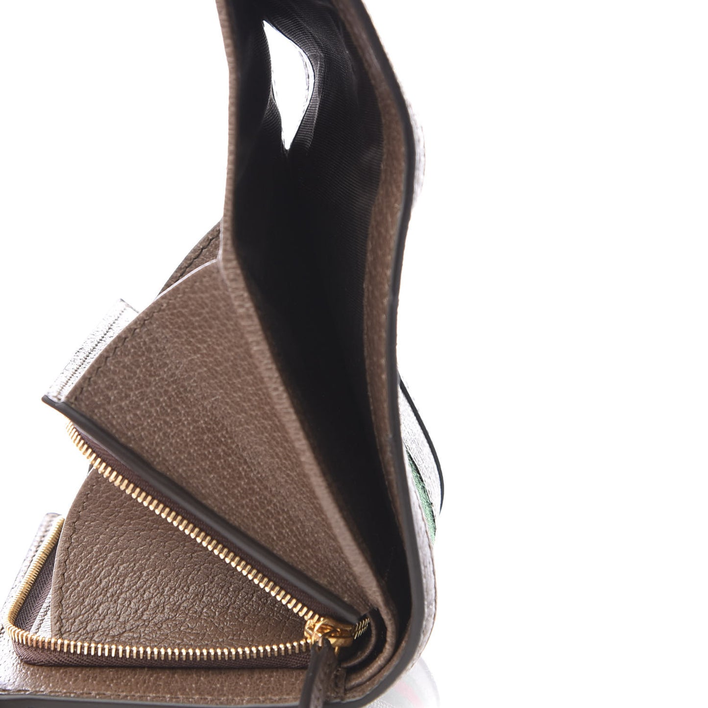 GG Supreme Monogram Textured Calfskin Web Ophidia Card Case Wallet Beige Ebony New Acero
