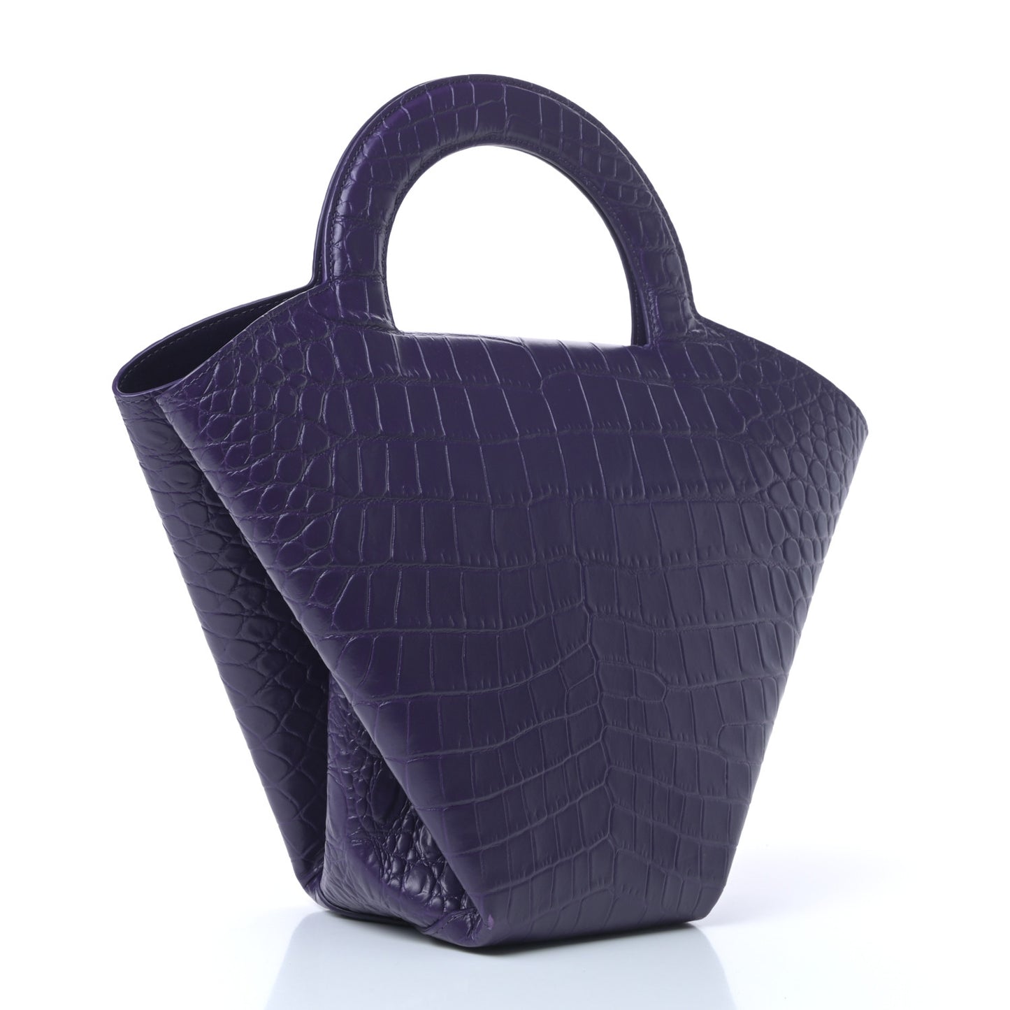 Calfskin Crocodile Embossed Doll Top Handle Bag Purple