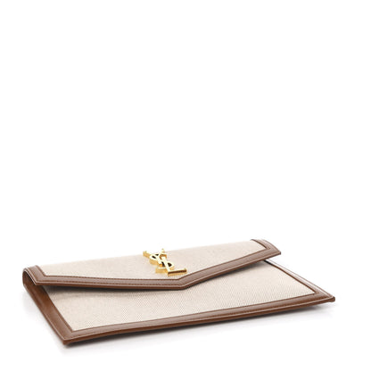 Saint Laurent Canvas Uptown Pouch Natural Beige Brick 3 of 7