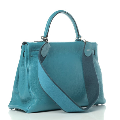 Hermes Togo Kelly Retourne 35 Turquoise 2 of 10
