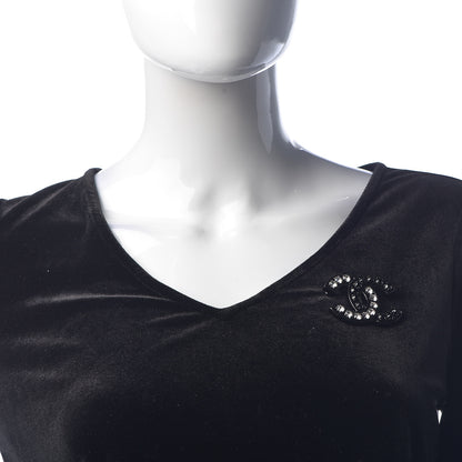 Chanel Ruthenium Crystal CC Brooch Black 2 of 5