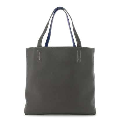Hermes Taurillon Clemence Double Sens 36 Reversible Tote Etain Bleu Electrique 3 of 16