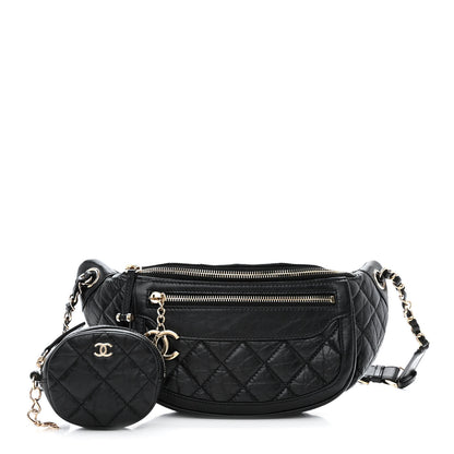 Chanel Aged Calfskin Quilted Waist Bag With Coin Purse Black 1 of 15