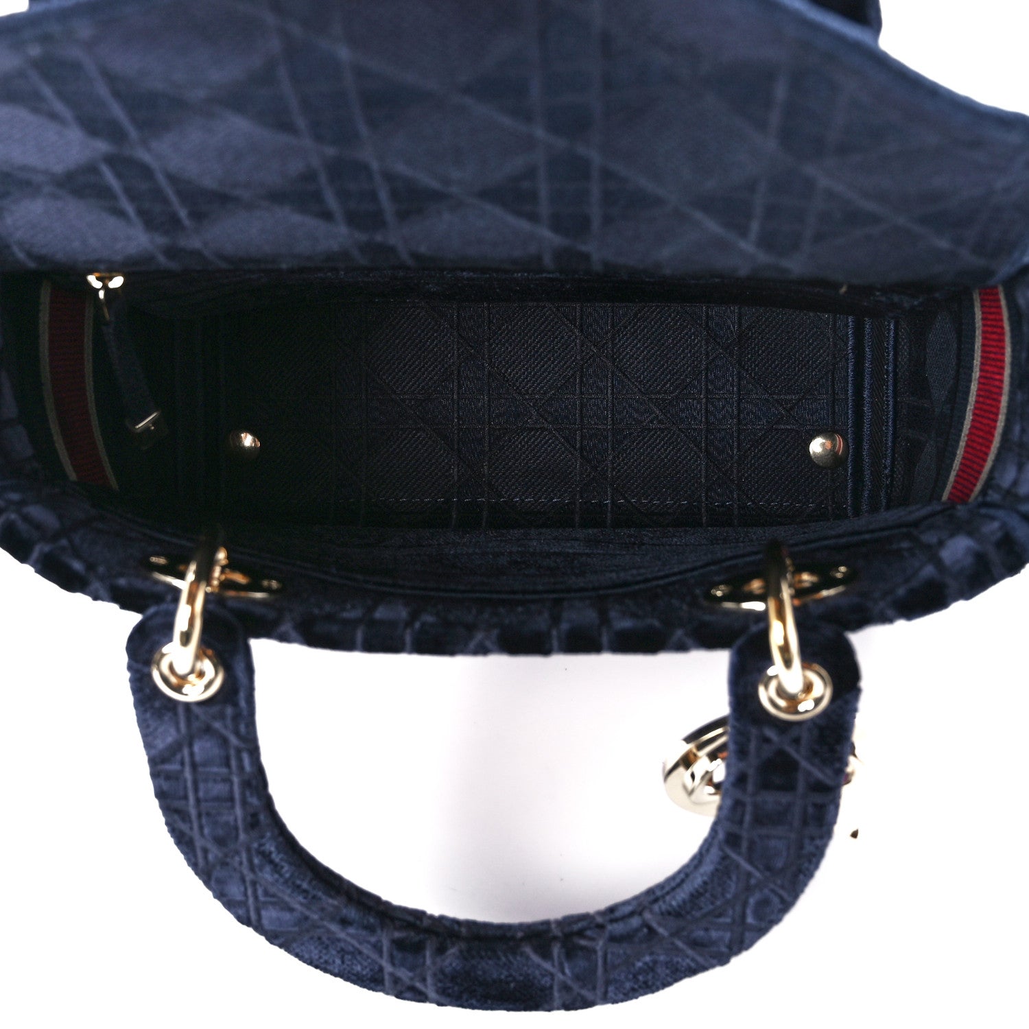 Christian Dior Velvet Cannage Medium Lady D-Lite Blue Red White 5 of 11