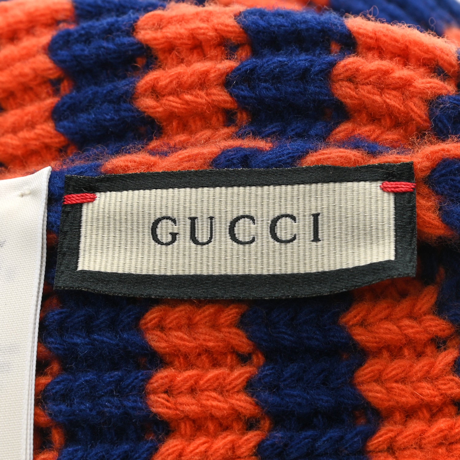 Gucci Wool Knit Bee Embroidered K2 Beanie Hat 58 Orange Blue 4 of 4