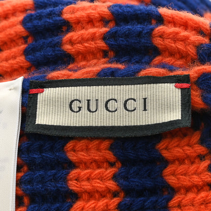Gucci Wool Knit Bee Embroidered K2 Beanie Hat 58 Orange Blue 4 of 4