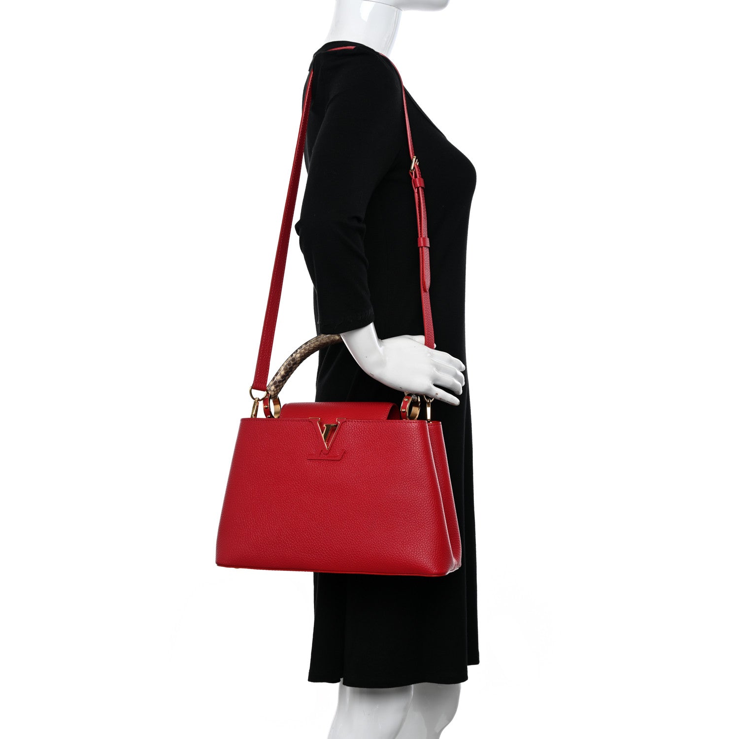 Louis Vuitton Taurillon Snakeskin Capucines PM Scarlet 2 of 11