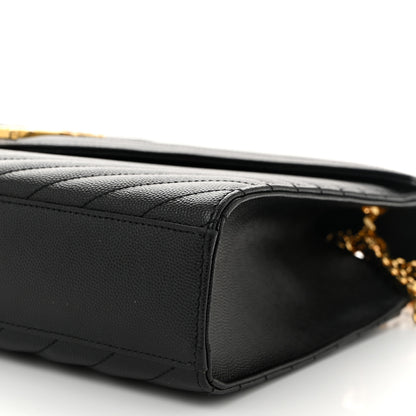Saint Laurent Grain De Poudre Matelasse Chevron Large Monogram Satchel Black 10 of 10