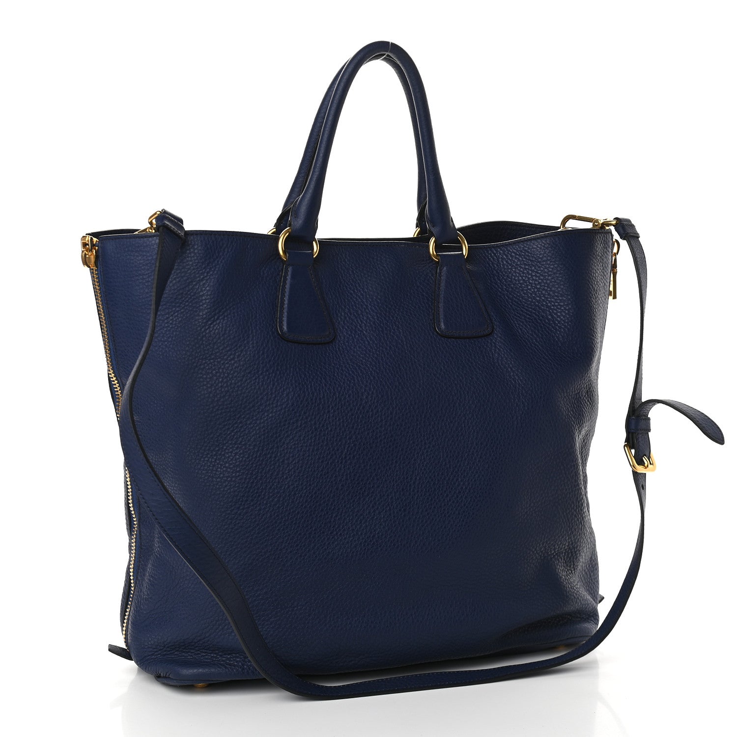 Prada Vitello Daino Side Zip Tote Bluette 2 of 11