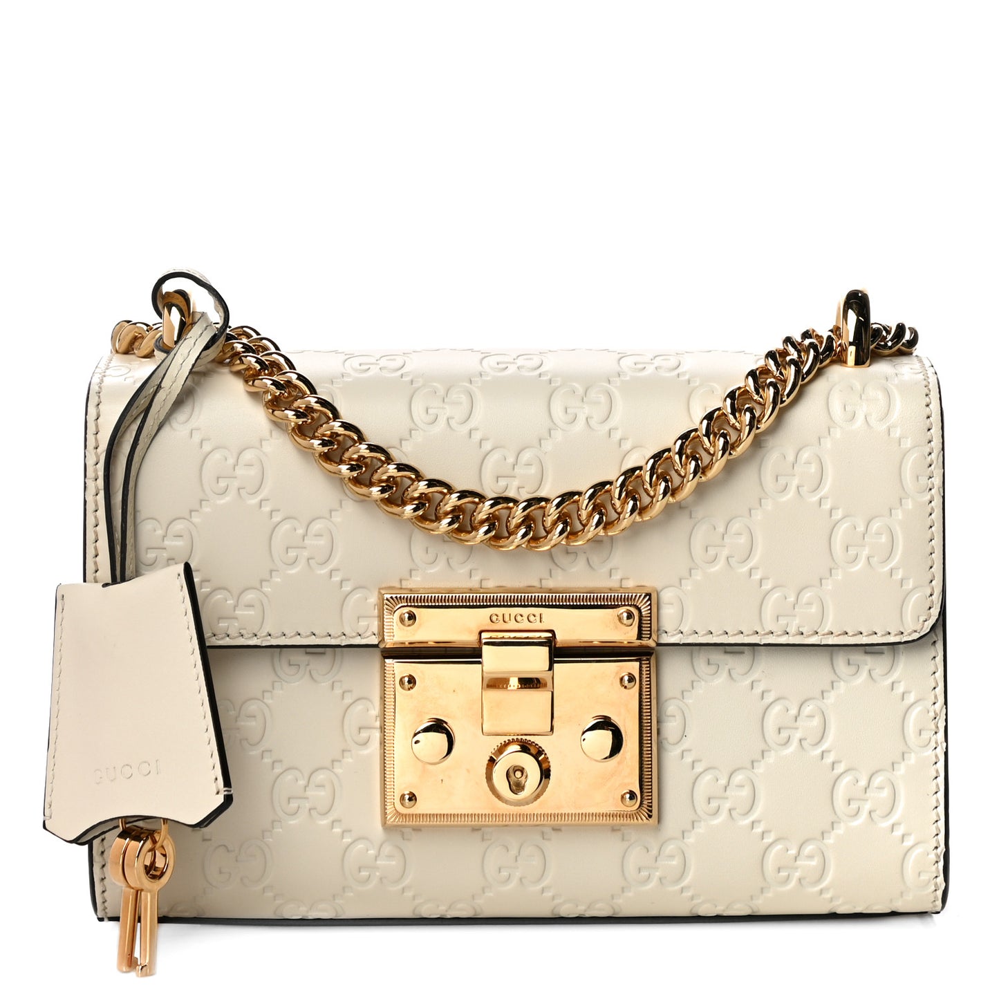 Guccissima Small Padlock Shoulder Bag White