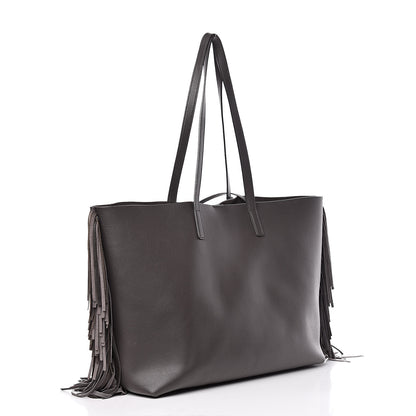 Saint Laurent Calfskin Large Fringe Shopping Tote Dark Grey 4 of 19