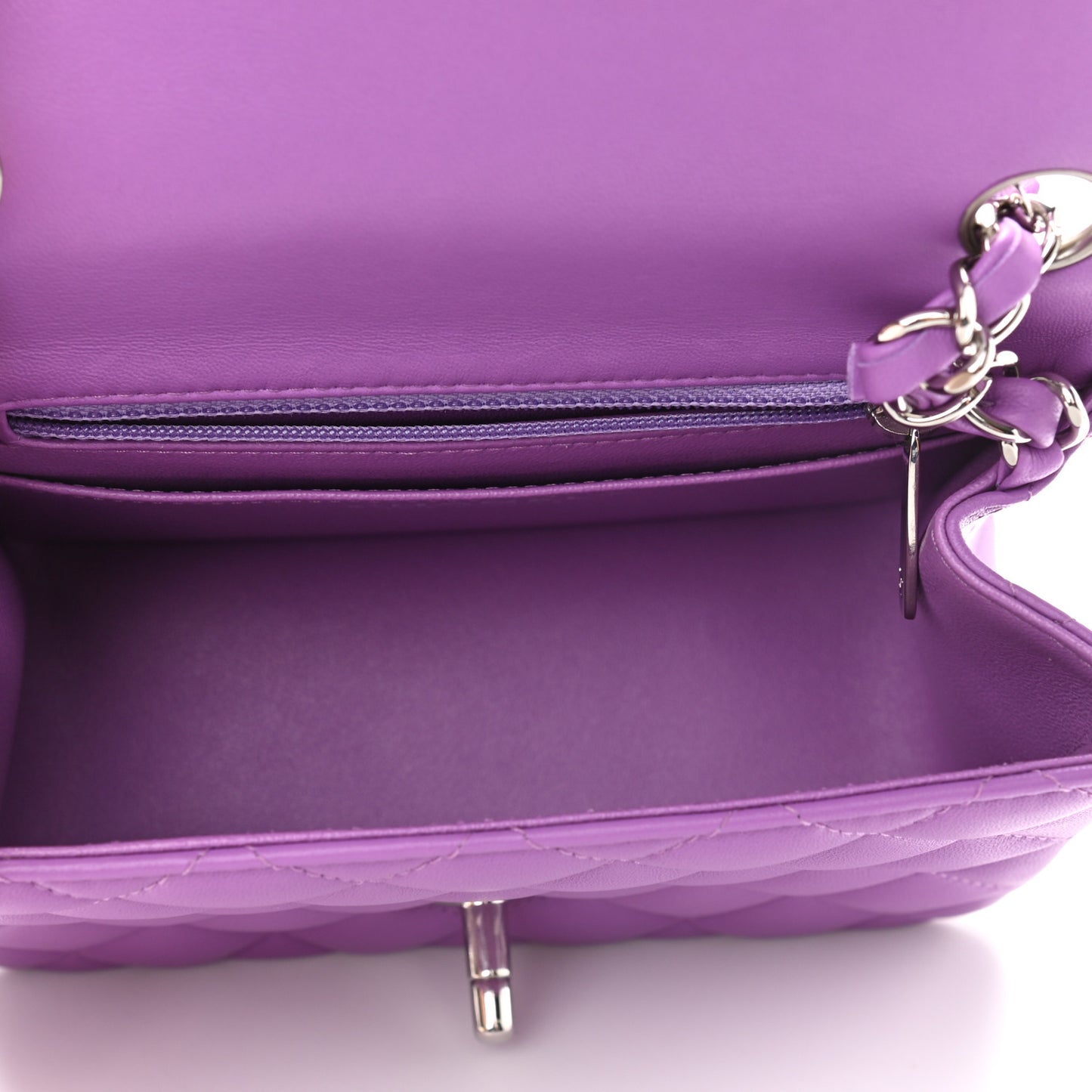 Lambskin Quilted Mini Square Flap Purple