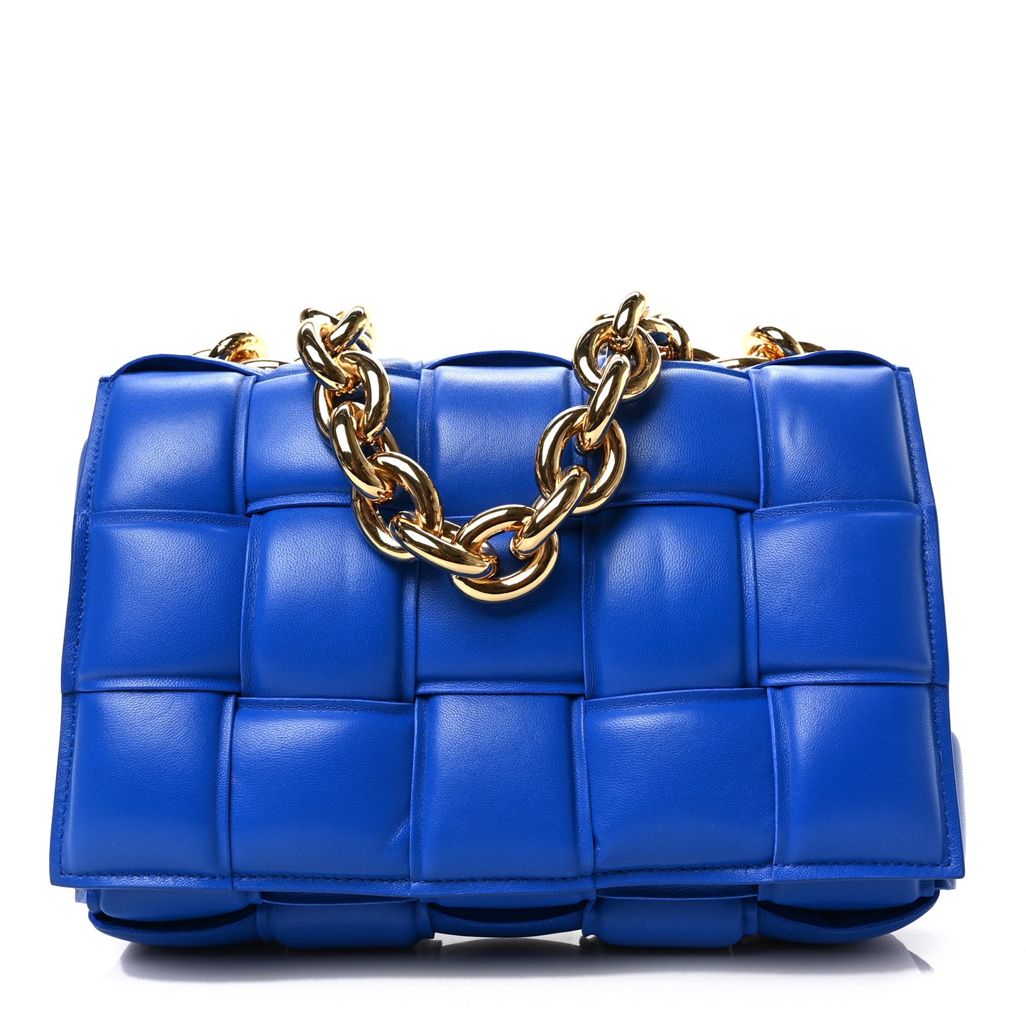 Lambskin Maxi Intreccio Padded Chain Cassette Crossbody Bag Cobalt