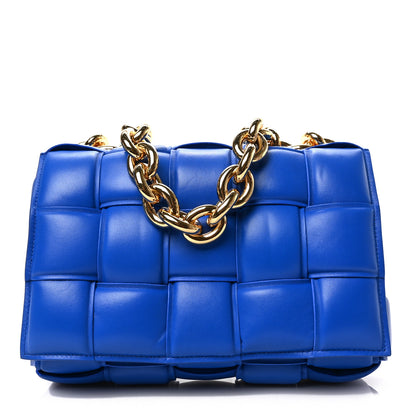 Bottega Veneta Lambskin Maxi Intreccio Padded Chain Cassette Crossbody Bag Cobalt 1 of 8
