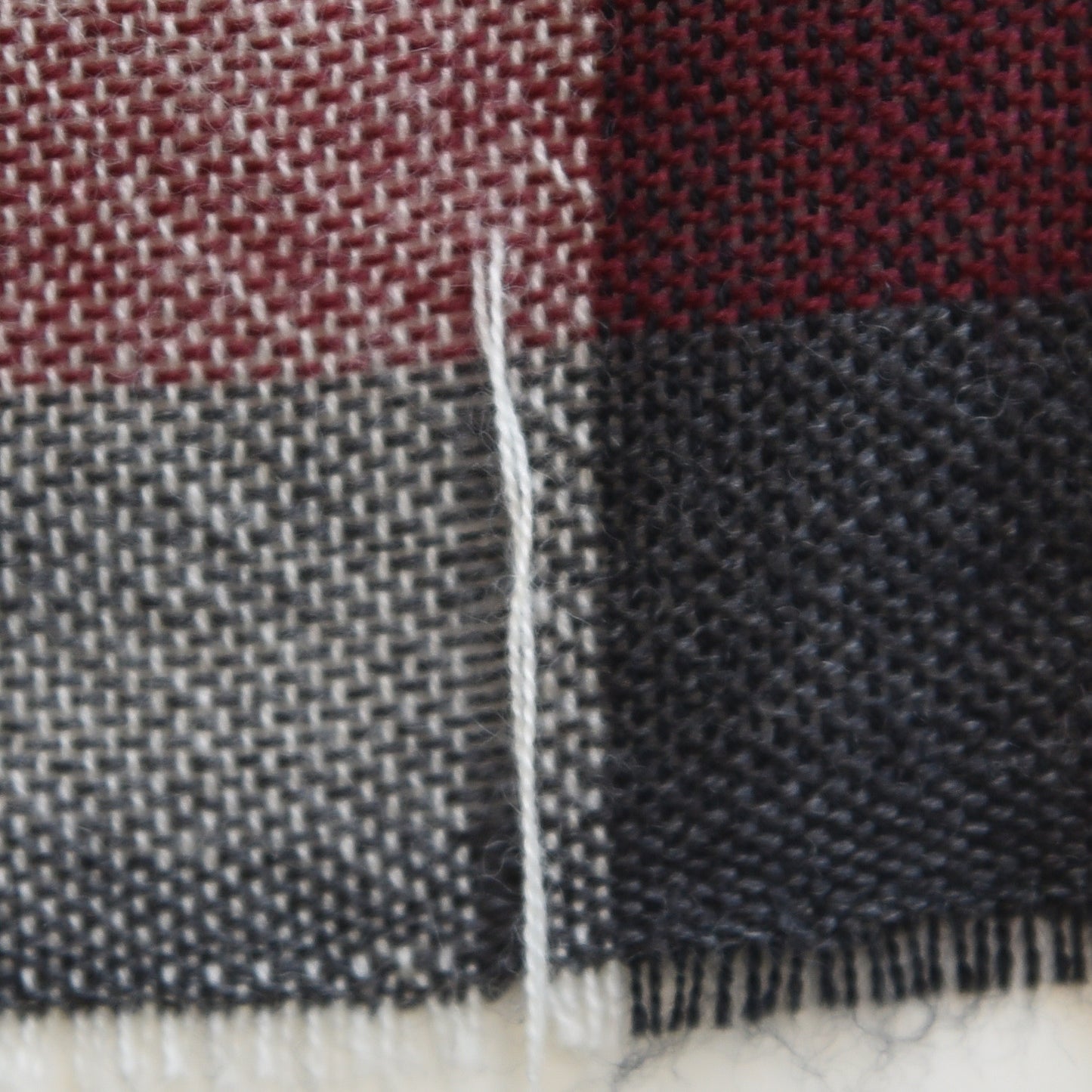 Wool Silk Gauze Lightweight Check Scarf Grey