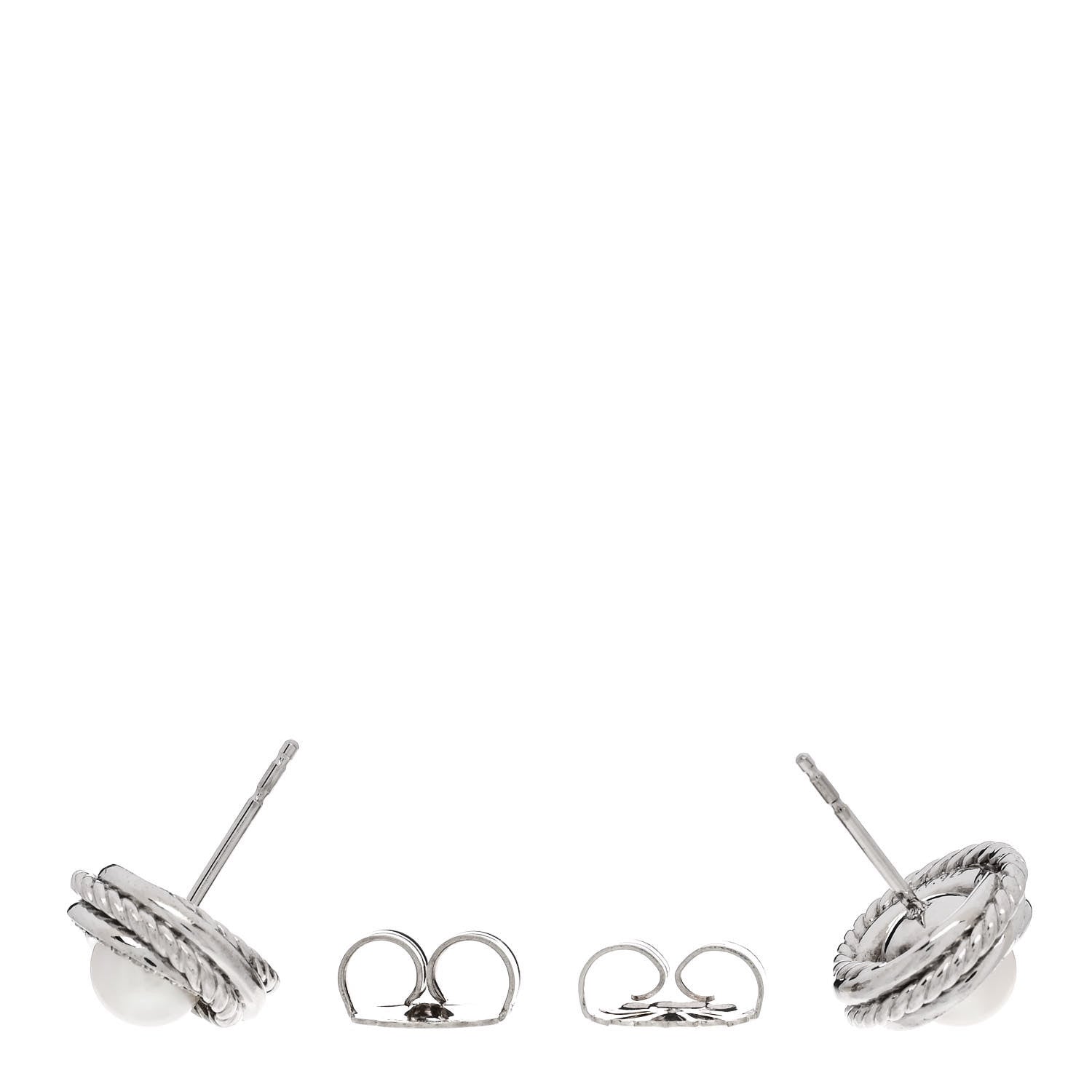 David Yurman Sterling Silver Diamond Freshwater Cultured Pearl Crossover Earrings 3 of 5