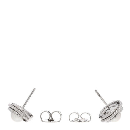 David Yurman Sterling Silver Diamond Freshwater Cultured Pearl Crossover Earrings 3 of 5