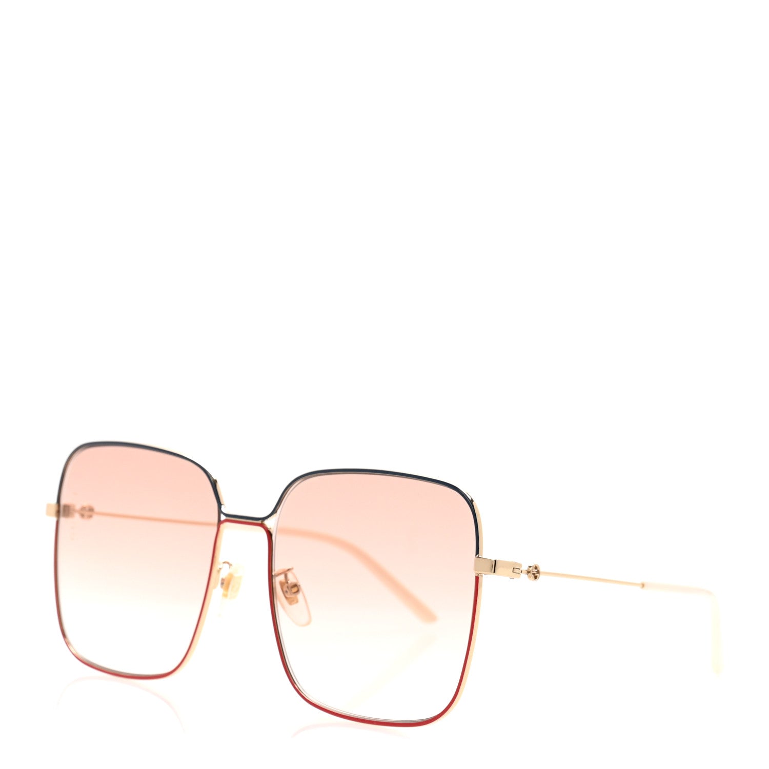 Gucci Metal Square Frame Sunglasses GG0443S Gold Pink 1 of 8