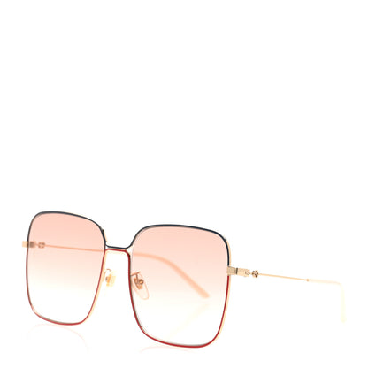 Gucci Metal Square Frame Sunglasses GG0443S Gold Pink 1 of 8
