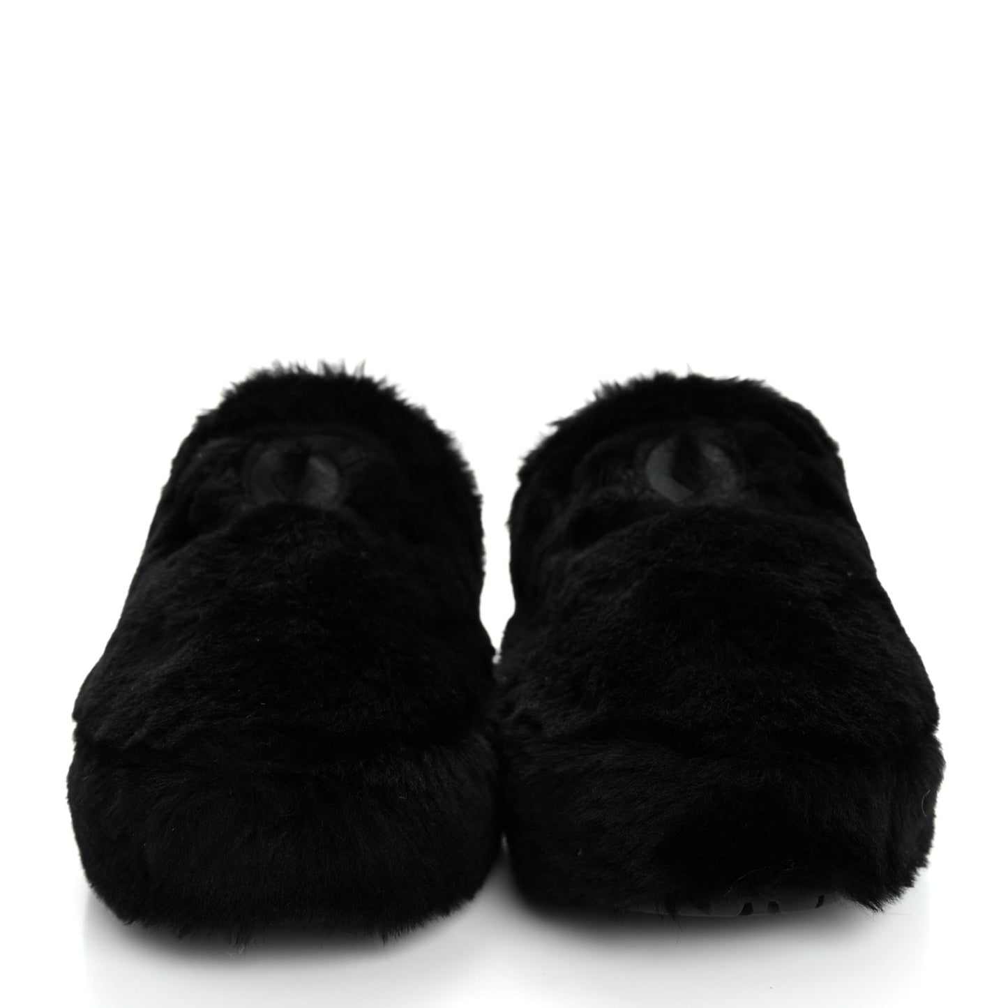 Shearling CC Flat Mules 39 Black