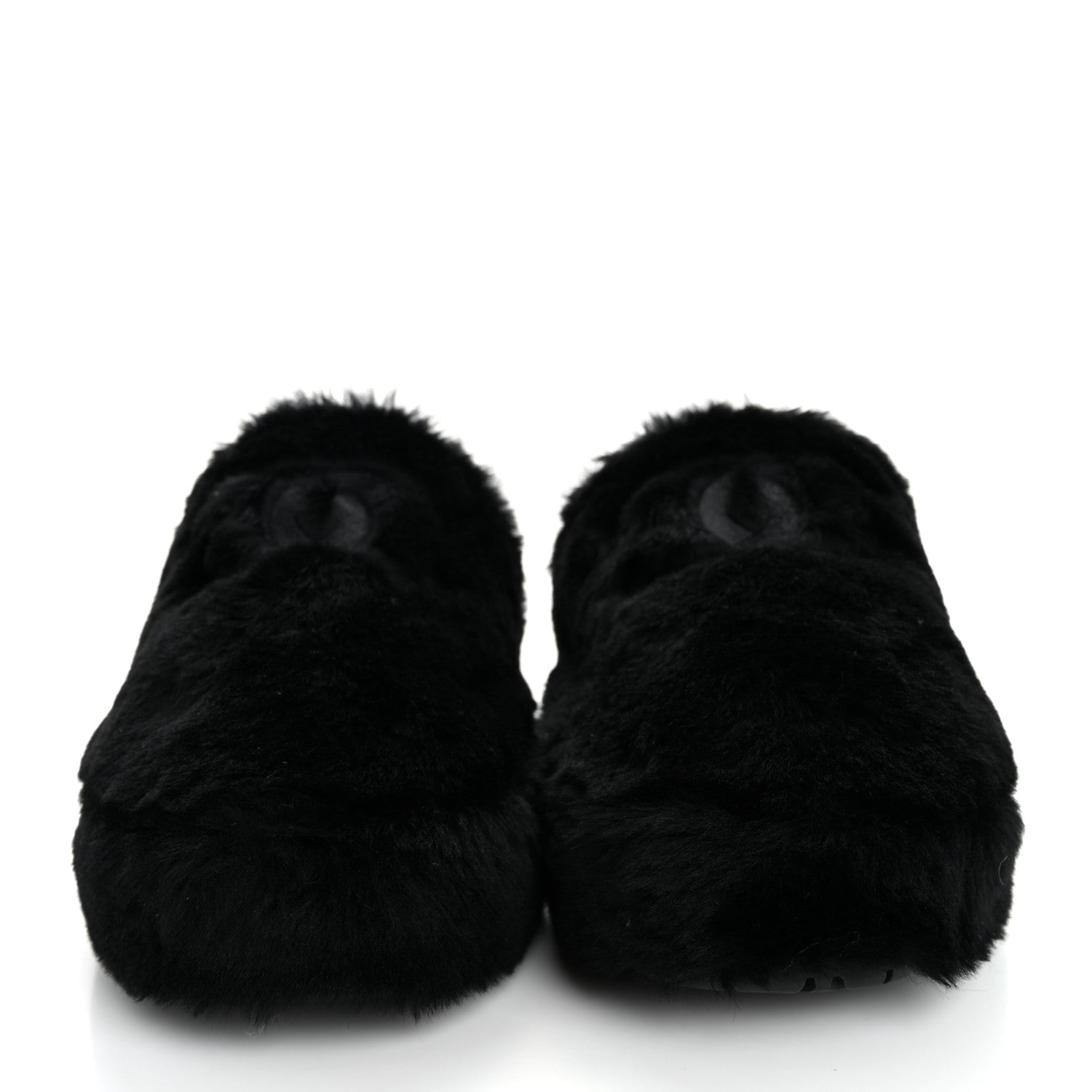 Chanel Shearling CC Flat Mules 39 Black 3 of 17