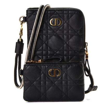Christian Dior Supple Calfskin Cannage Caro Multifunctional Pouch Black 1 of 5