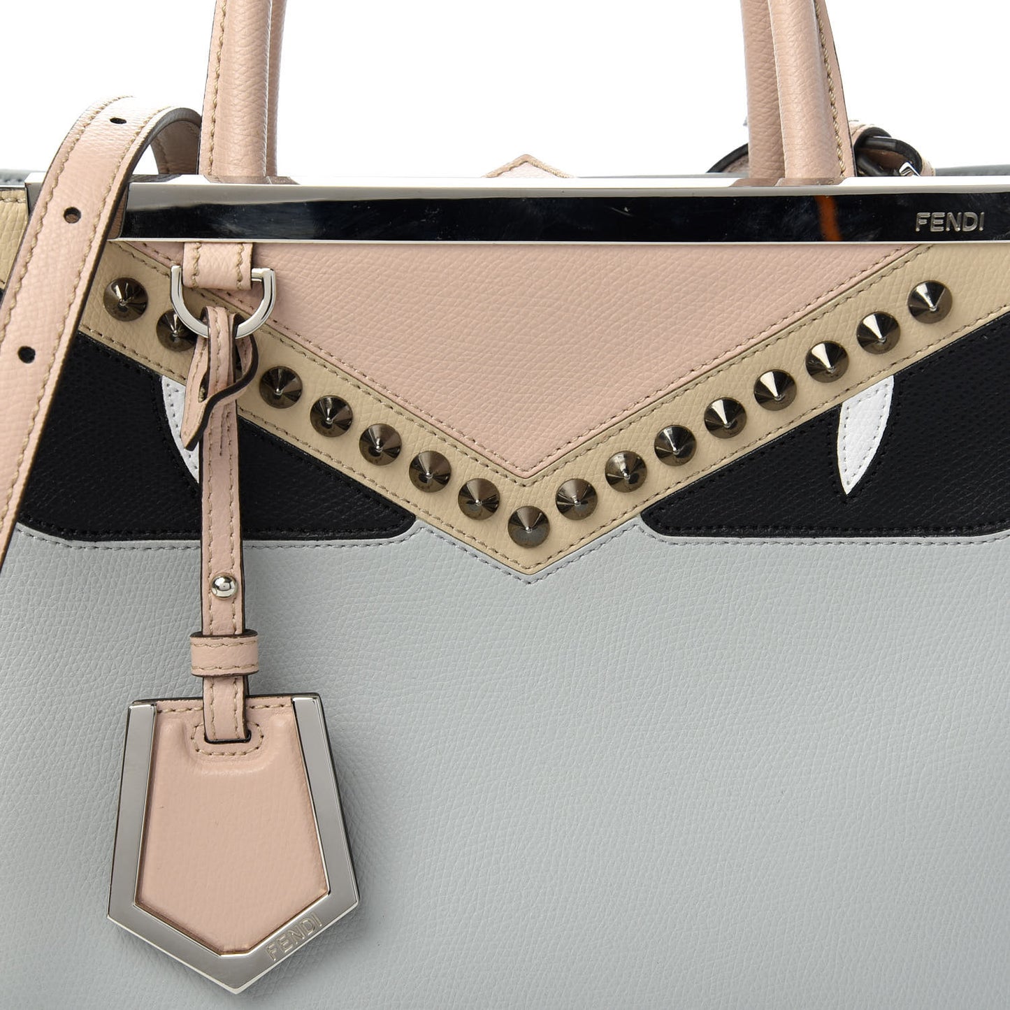 Vitello Cruise Monster Studded Petite 2Jours Tote Grigio Perla Amido Multicolor
