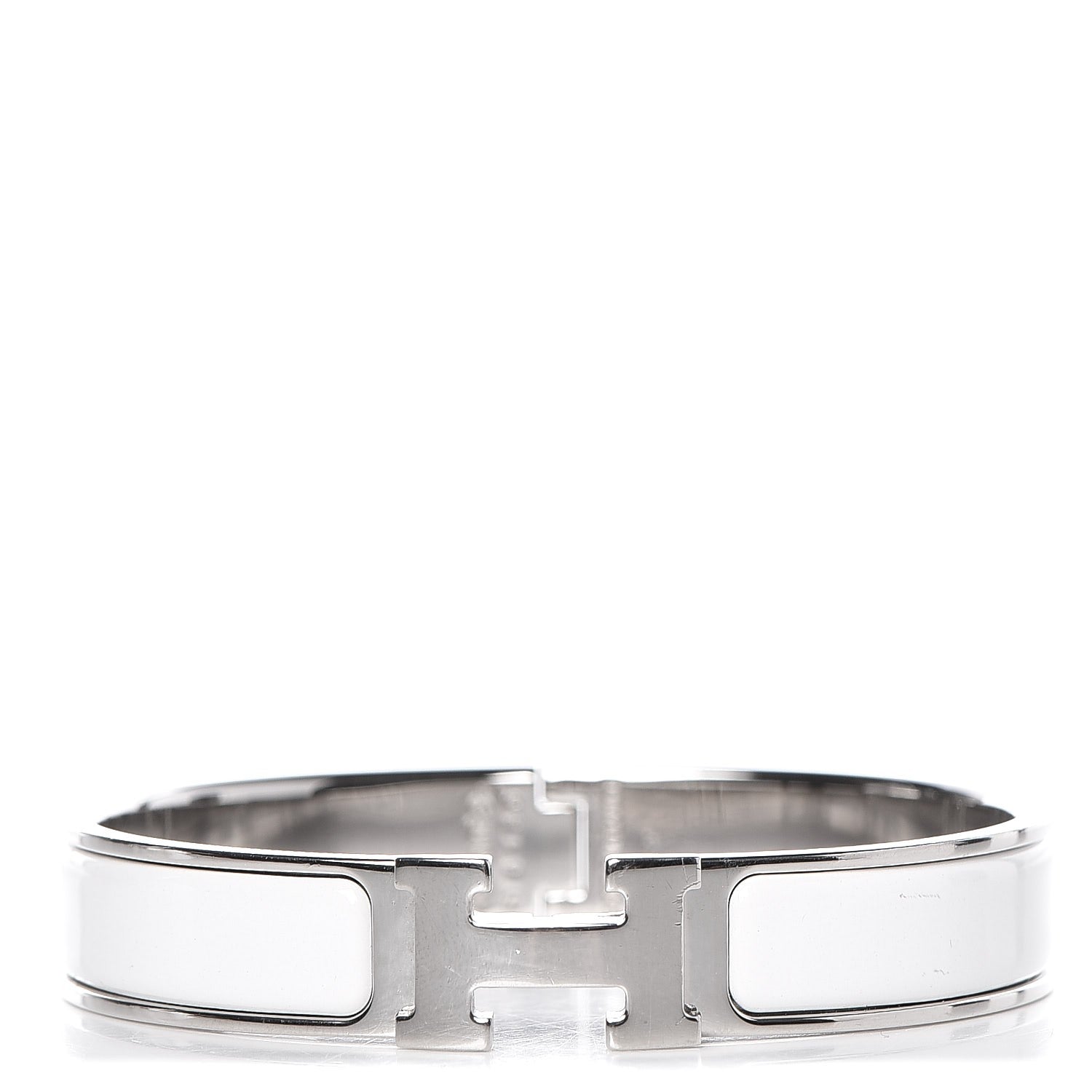 Hermes Enamel Narrow Clic Clac H Bracelet GM White 1 of 4