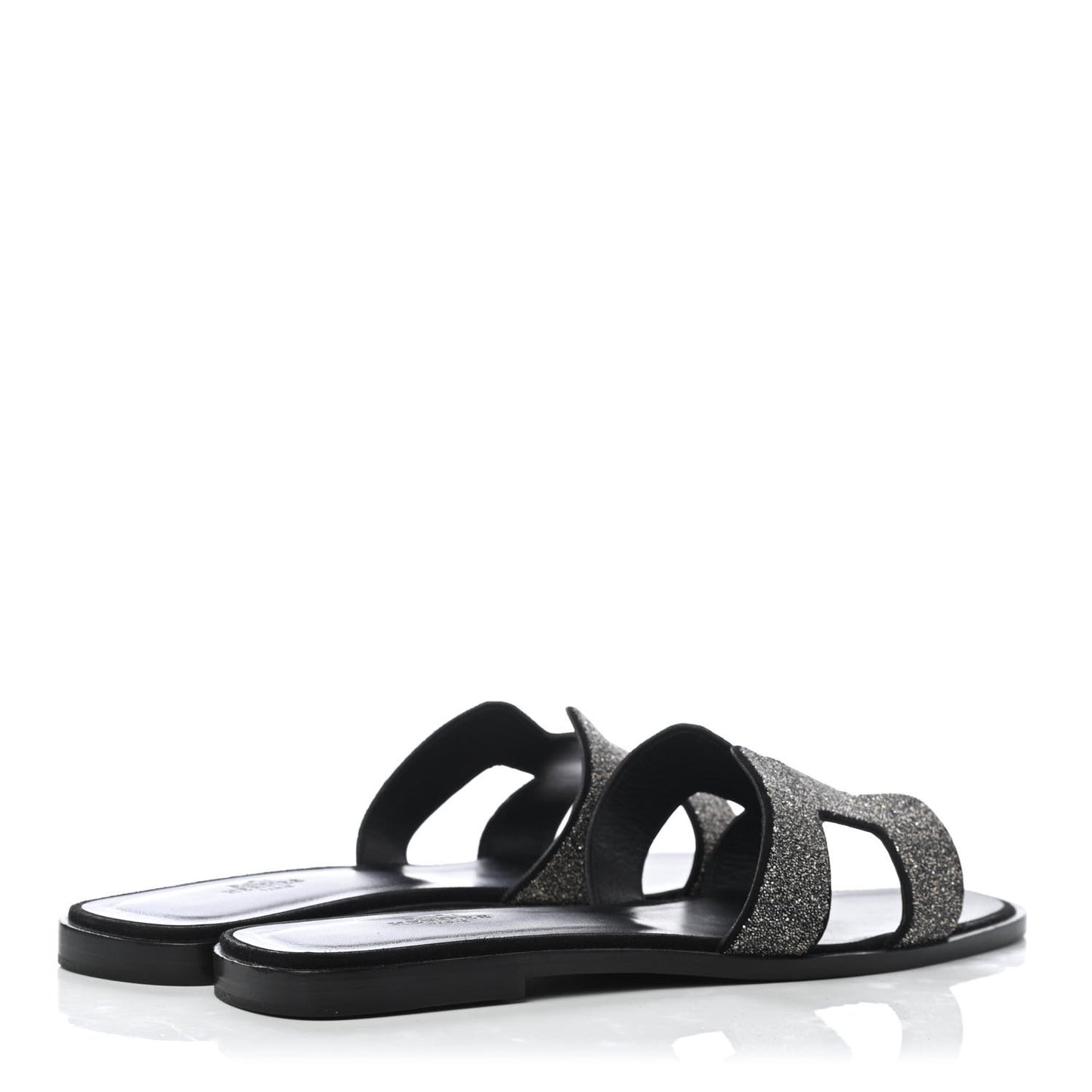 Suede Goatskin Crystal Powder Oran Sandals 40 Black