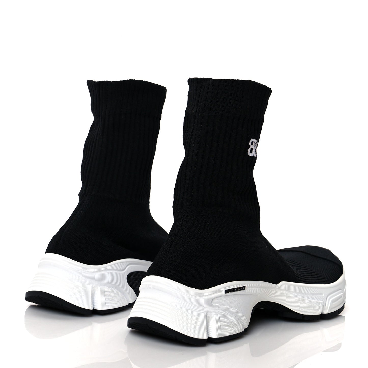 Technical Ribbed 3D Recycled Knit Bi-Color Womens Speed 3.0 Sneakers 38 Black White