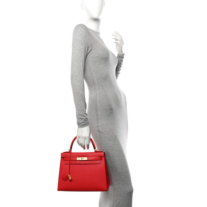 Hermes Epsom Kelly Sellier 28 Rouge Tomate 3 of 29