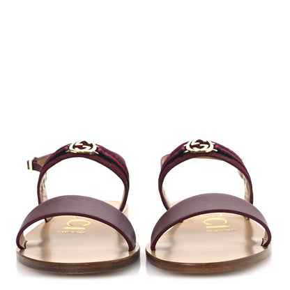 Gucci Canvas Calfskin Web GG Monogram Womens Sandals 39 Rosso Ancora 3 of 12