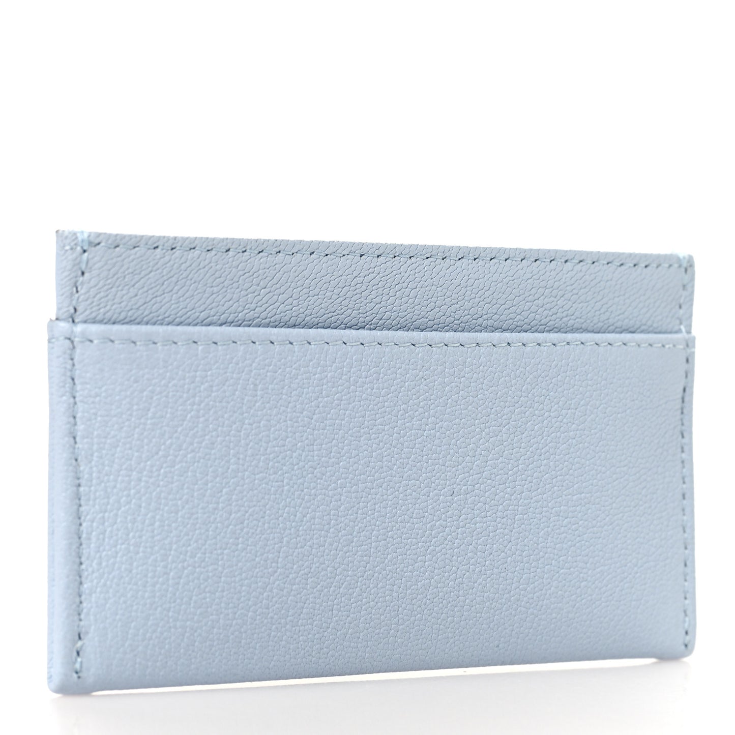 Grained Goatskin CC Snail Card Holder Light Blue Beige