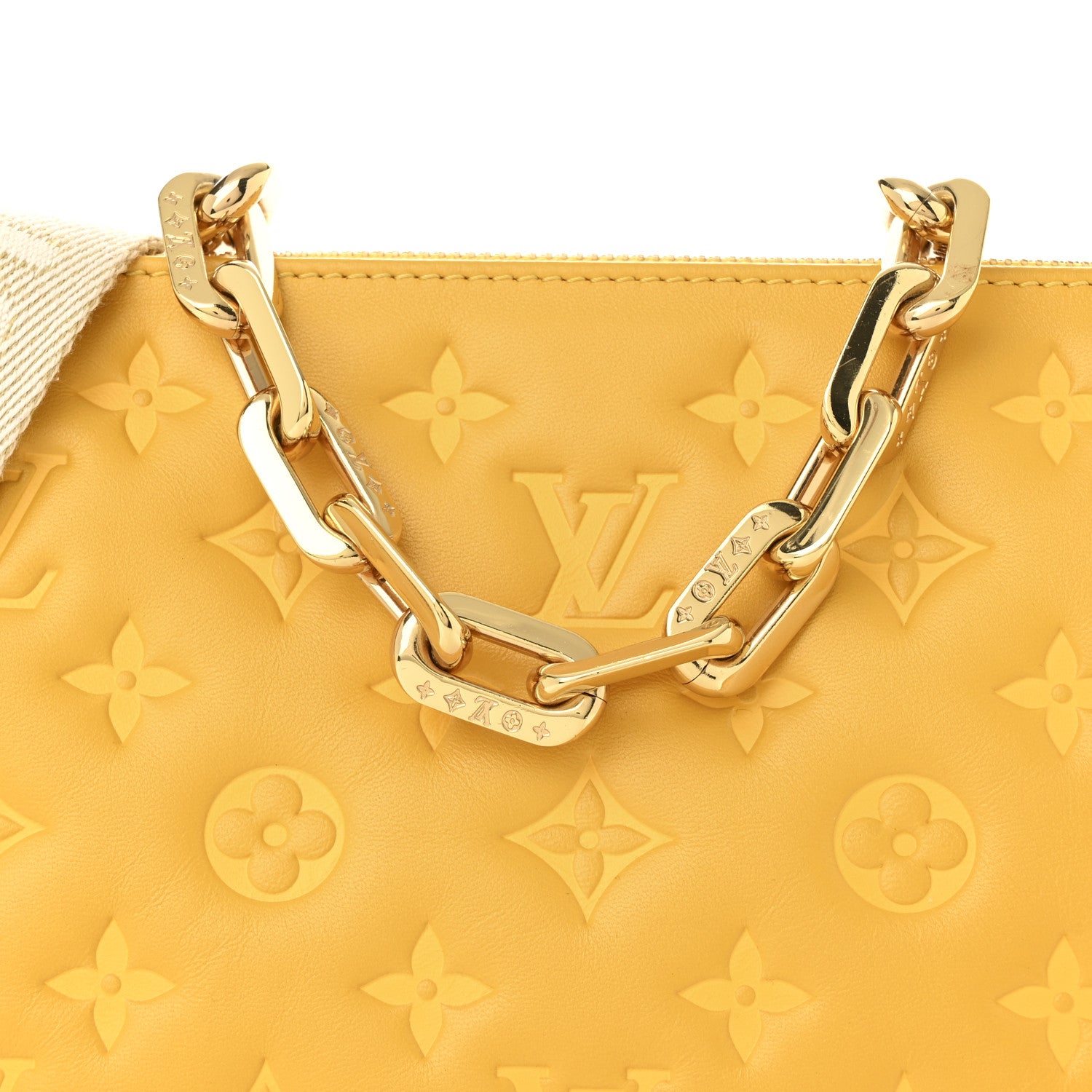 Louis Vuitton Lambskin Embossed Monogram Coussin PM Sunflower