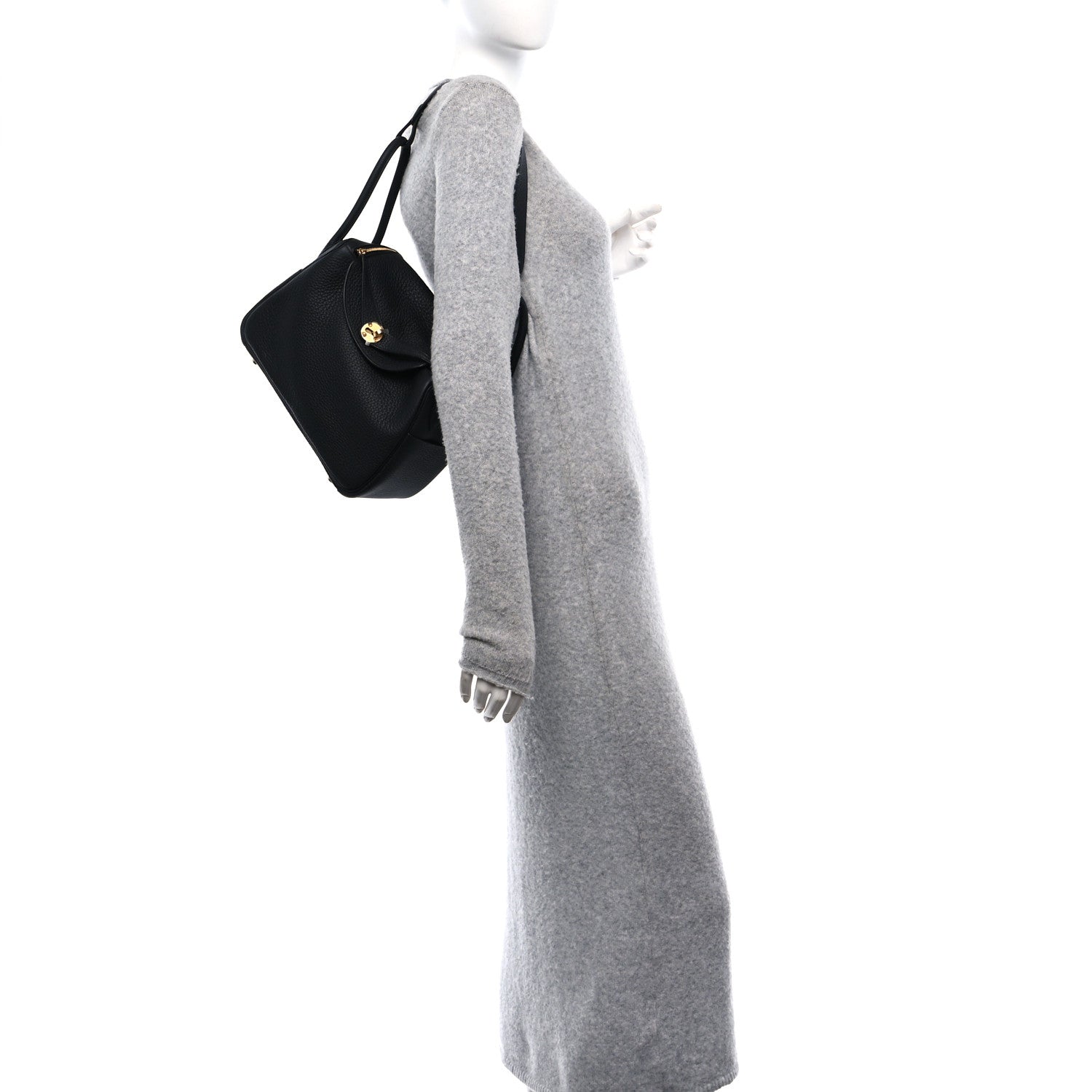 Hermes Taurillon Clemence Lindy 26 Black 3 of 10