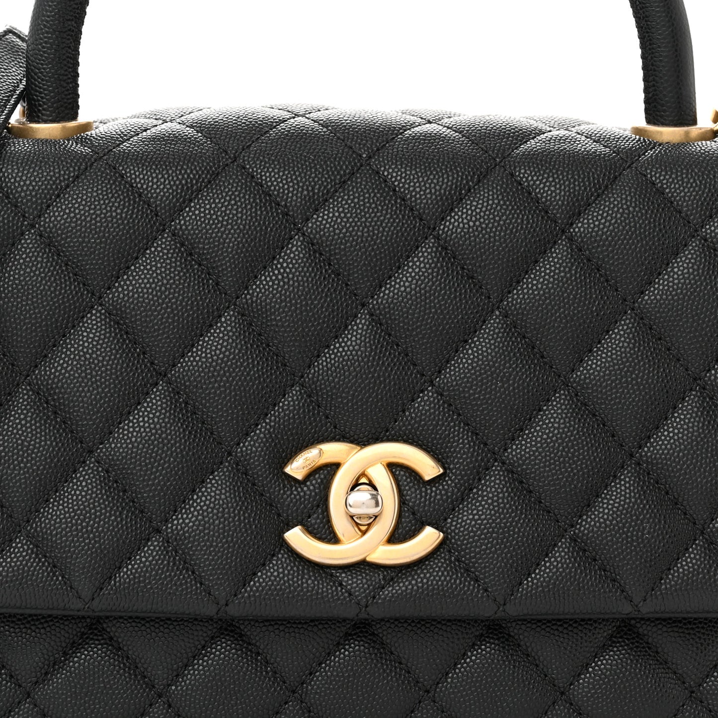 Caviar Quilted Small Coco Handle Flap Black