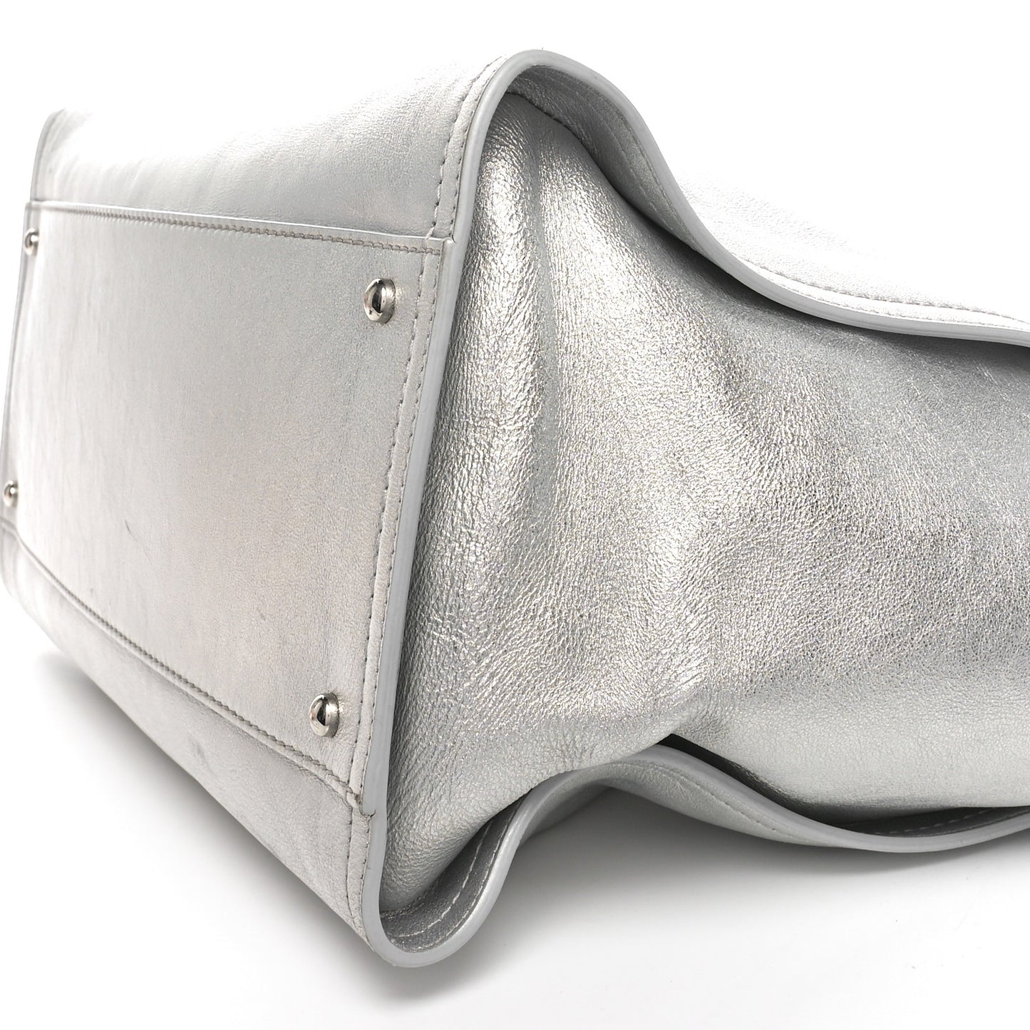 Metallic Calfskin Medium Deauville Tote Silver