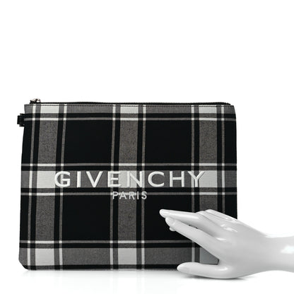 Givenchy Canvas Logo Plaid Pouch Black White 2 of 11