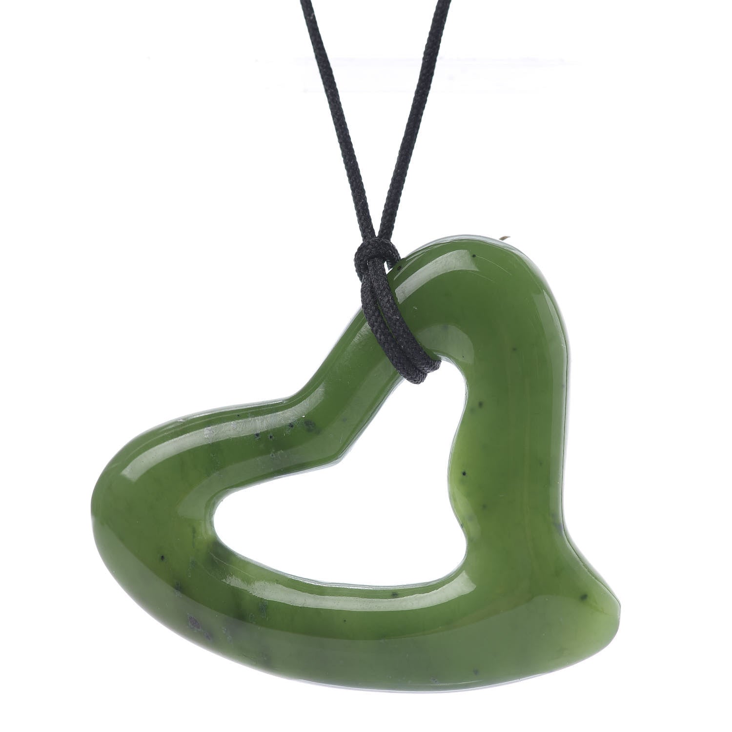 Tiffany Jade Open Heart Elsa Peretti Pendant Cord Necklace 4 of 5