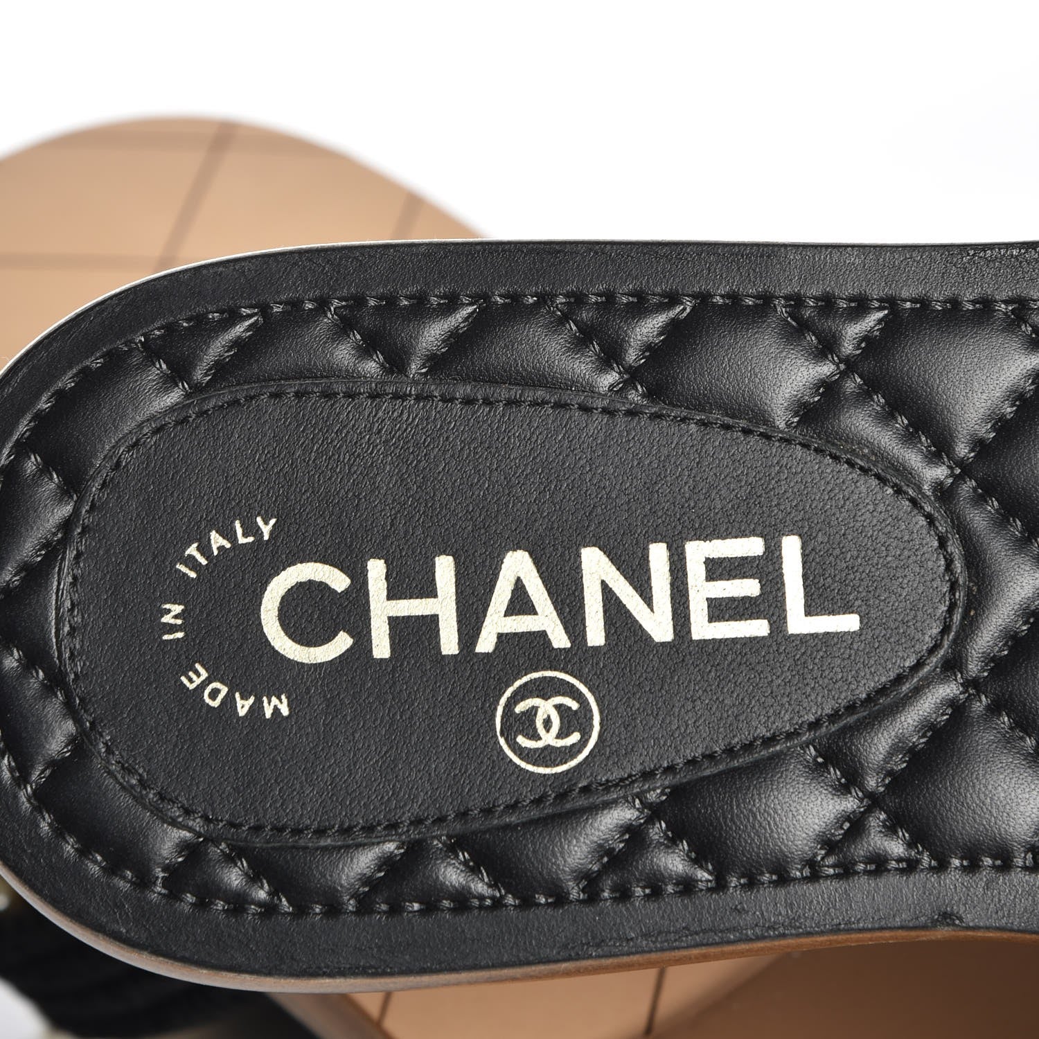 Chanel Lambskin Pearl Cord CC Mules 37 Black Beige 7 of 8