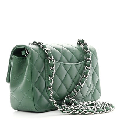 Chanel Lambskin Quilted Mini Rectangular Flap Dark Green 3 of 12