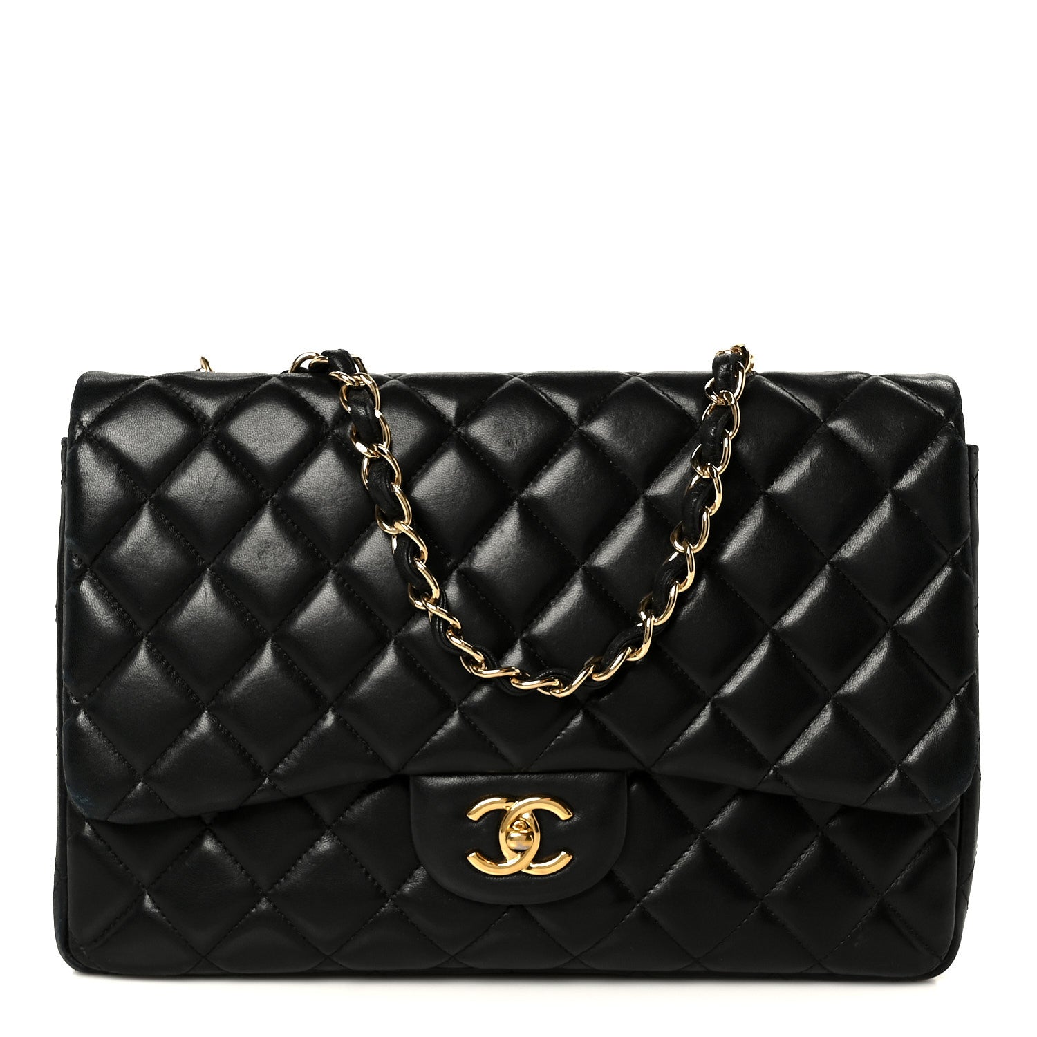 Chanel Lambskin Quilted Jumbo Single Flap Black 1 of 15