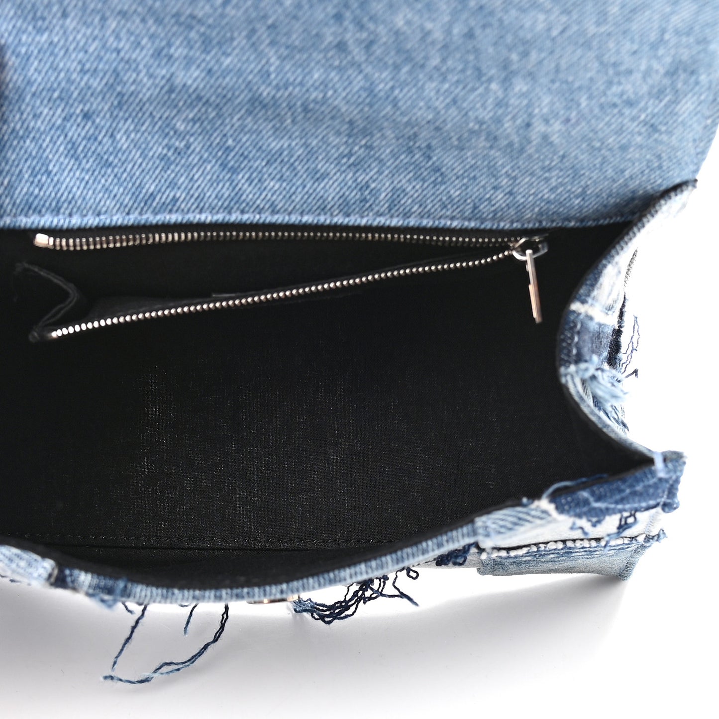 Denim Patchwork Small Hourglass Top Handle Bag Washed Blue