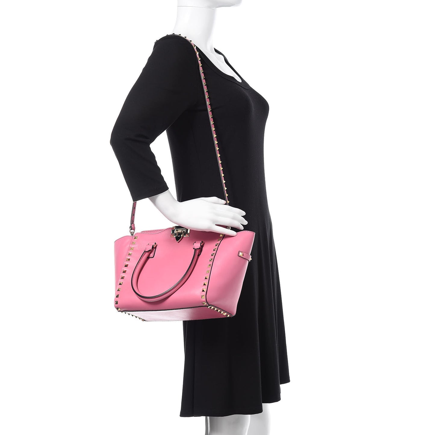 Vitello Small Rockstud Double Handle Tote Ninphea