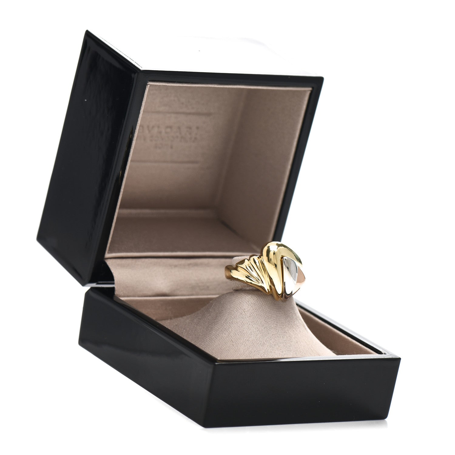 Bulgari 18K Rose Yellow White Gold Tri-Tone Triangle Ring 48 4.5 6 of 6